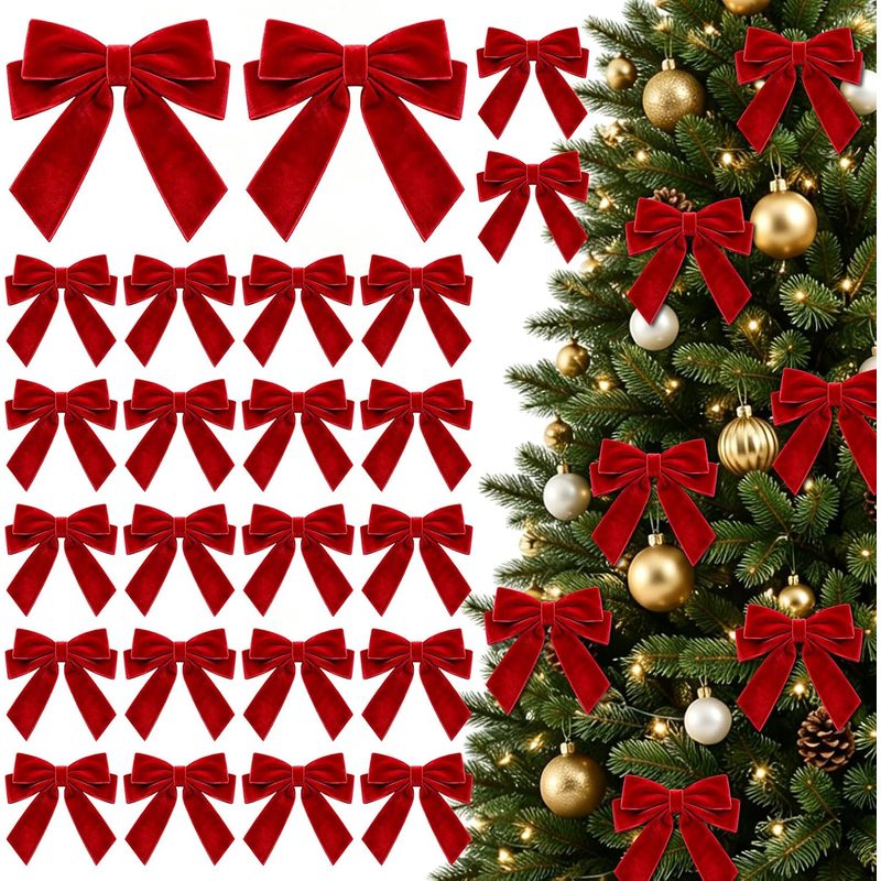 Bow Tie Pre Tied - 24 штуки готовых красных бархатных бантов,