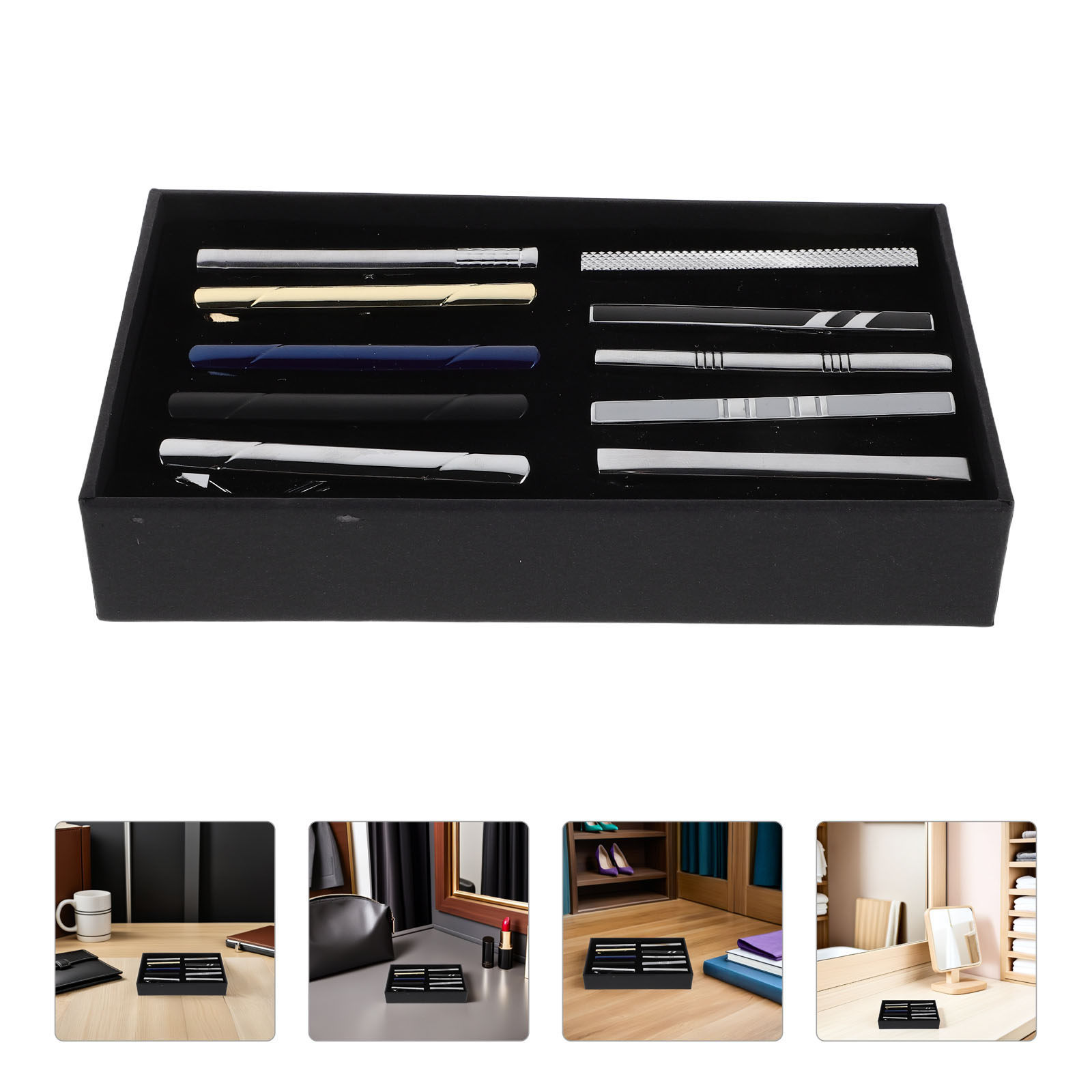 Tie Bar Set Gift - Набор из 10 элегантных металлических зажимов