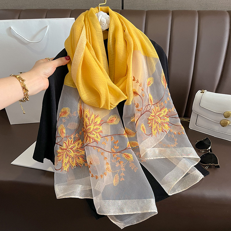 Woven Scarf Blanket - Весенне-летний однотонный шелковый шарф для женщин: